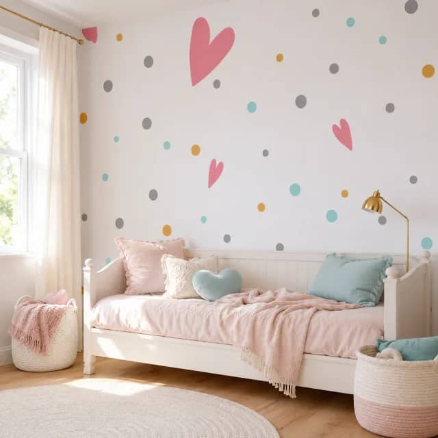 Pastel Hearts Kids WB491 interior wallpaper mockup