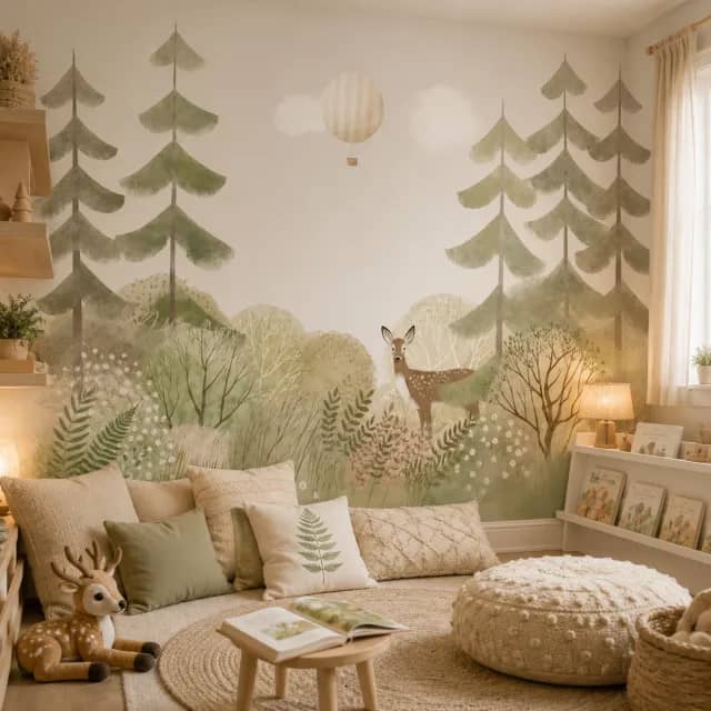 Soft Woodland Deer Kids - room mockup 3
