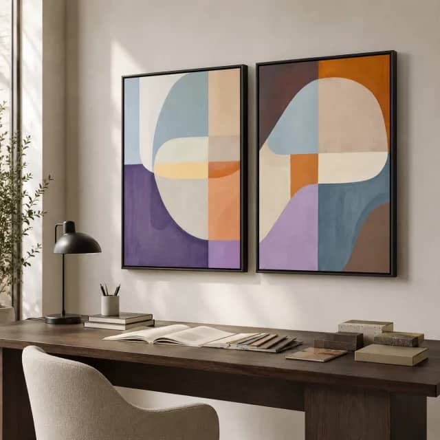 Quiet Geometric Rhythm in black frames in a design workspace