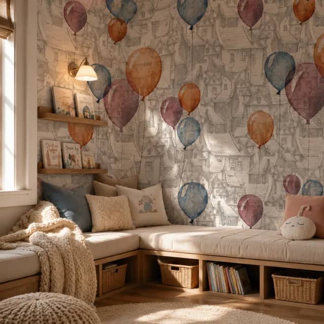 Balloon Village Kids WB397 interior wallpaper mockup