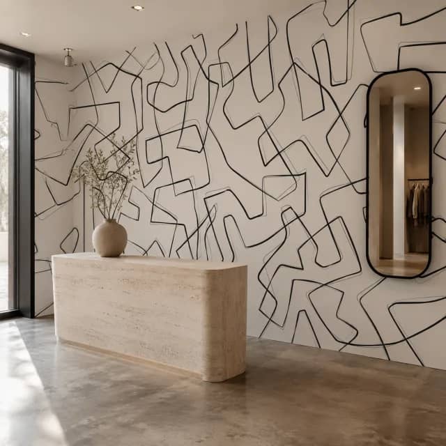 WB425 - Modern Abstract Line interior wallpaper mockup