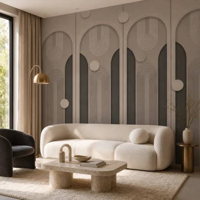 WB154 Gray Geometric Arches - room mockup 2
