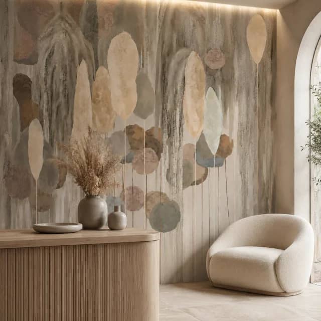 Soft Organic Abstract interior wallpaper mockup