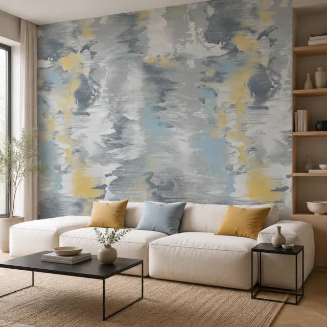 Printed sample preview of gray abstract wallpaper