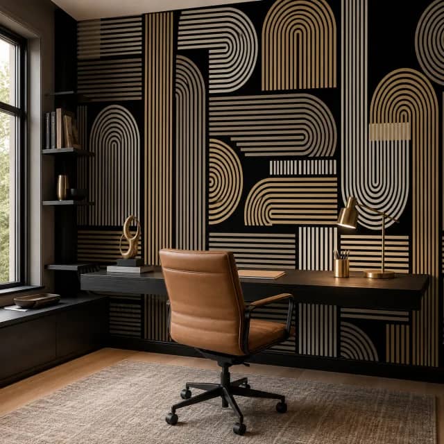 Black and Gold Geometric Art Deco - room mockup 4