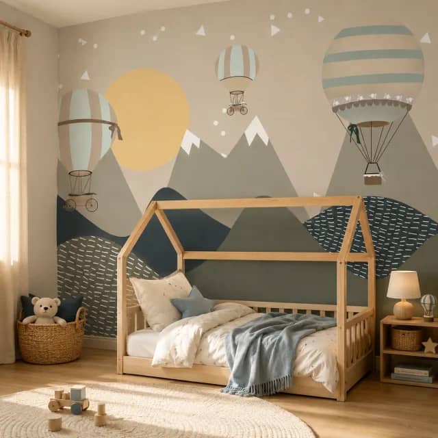WB246 Hot Air Balloon Mountain Kids - room mockup 4
